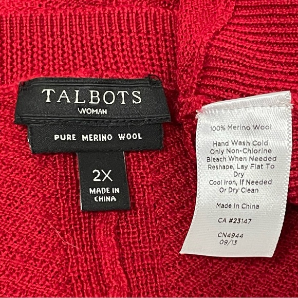 TALBOTS ❤️ Pure Merino Wool Lightweight Sweater in Red Sz 2X - Picture 6 of 6